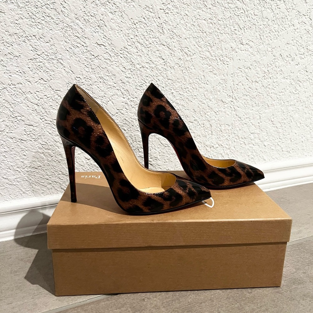 Christian Louboutin Pigalle Follies 100 Patent Glitter Leopard